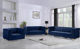 Michelle Velvet / Engineered Wood / Iron / Foam Contemporary Navy Velvet Loveseat - 66" W x 34" D x 30" H