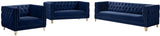 Michelle Velvet / Engineered Wood / Iron / Foam Contemporary Navy Velvet Loveseat - 66" W x 34" D x 30" H