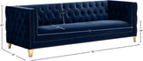 Michelle Velvet / Engineered Wood / Iron / Foam Contemporary Navy Velvet Sofa - 90" W x 34" D x 30" H