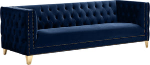 Michelle Velvet / Engineered Wood / Iron / Foam Contemporary Navy Velvet Sofa - 90" W x 34" D x 30" H