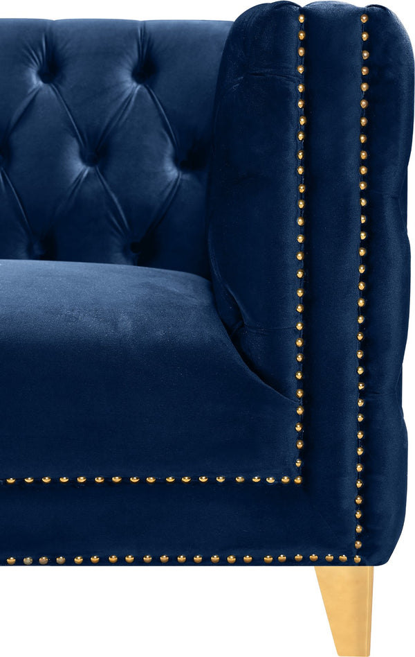 Michelle Velvet / Engineered Wood / Iron / Foam Contemporary Navy Velvet Sofa - 90" W x 34" D x 30" H