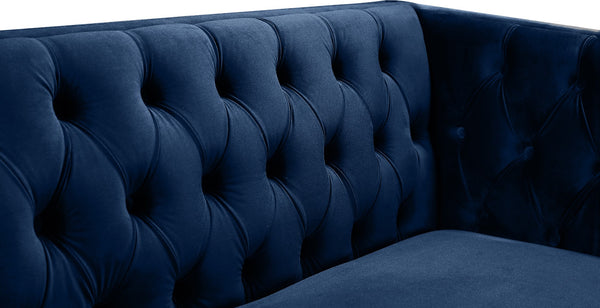Michelle Velvet / Engineered Wood / Iron / Foam Contemporary Navy Velvet Sofa - 90" W x 34" D x 30" H