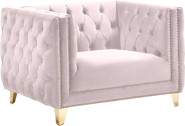 Michelle Velvet / Engineered Wood / Iron / Foam Contemporary Pink Velvet Chair - 44" W x 34" D x 30" H