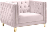 Michelle Velvet / Engineered Wood / Iron / Foam Contemporary Pink Velvet Chair - 44" W x 34" D x 30" H