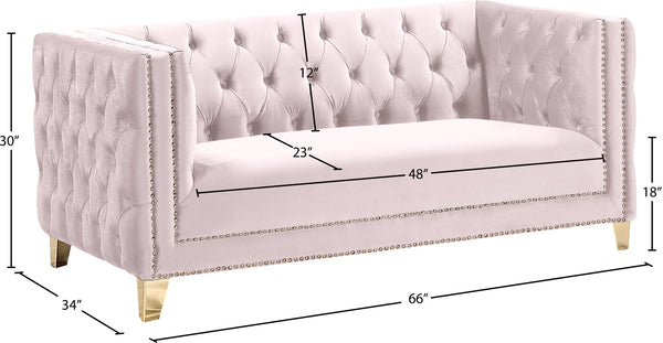 Michelle Velvet / Engineered Wood / Iron / Foam Contemporary Pink Velvet Loveseat - 66" W x 34" D x 30" H