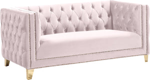 Michelle Velvet / Engineered Wood / Iron / Foam Contemporary Pink Velvet Loveseat - 66" W x 34" D x 30" H