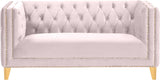 Michelle Velvet / Engineered Wood / Iron / Foam Contemporary Pink Velvet Loveseat - 66" W x 34" D x 30" H