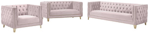 Michelle Velvet / Engineered Wood / Iron / Foam Contemporary Pink Velvet Loveseat - 66" W x 34" D x 30" H
