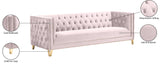 Michelle Velvet / Engineered Wood / Iron / Foam Contemporary Pink Velvet Sofa - 90" W x 34" D x 30" H