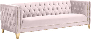 Michelle Velvet / Engineered Wood / Iron / Foam Contemporary Pink Velvet Sofa - 90" W x 34" D x 30" H
