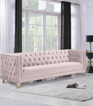 Michelle Velvet / Engineered Wood / Iron / Foam Contemporary Pink Velvet Sofa - 90" W x 34" D x 30" H