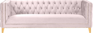 Michelle Velvet / Engineered Wood / Iron / Foam Contemporary Pink Velvet Sofa - 90" W x 34" D x 30" H