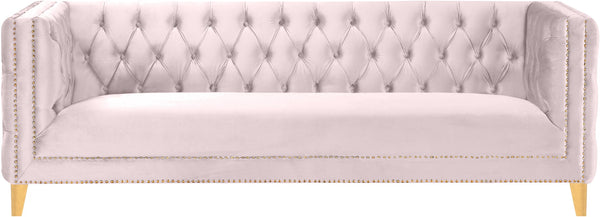 Michelle Velvet / Engineered Wood / Iron / Foam Contemporary Pink Velvet Sofa - 90" W x 34" D x 30" H