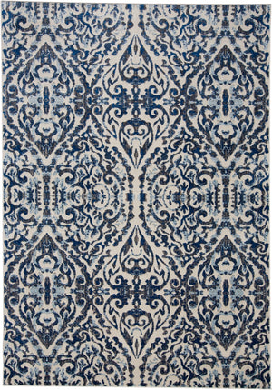 Milton Scroll Print Textured Rug, Estate Blue, 7ft - 10in x 11ft Area Rug
