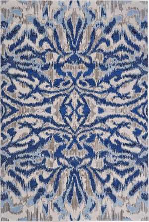 Milton Abstract Ikat Print Area Rug, Classic Blue/Silver Mink, 7ft-10in x 11ft