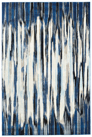 Milton Abstract Ombre Print Rug, Blue/Black/Ivory, 7ft - 10in x 11ft Area Rug