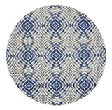 Milton Abstract Ikat Print Rug, Estate/Ice Blue, 8ft - 9in x 8ft - 9in Round