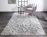 Milton Contemporary Print Floral Rug, Misty Blue/Ivory, 7ft-10in x 11ft Area Rug