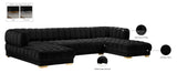 Gwen Velvet / Engineered Wood / Iron / Foam Contemporary Black Velvet 3pc. Sectional (3 Boxes) - 143" W x 70" D x 28" H