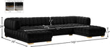 Gwen Velvet / Engineered Wood / Iron / Foam Contemporary Black Velvet 3pc. Sectional (3 Boxes) - 143" W x 70" D x 28" H