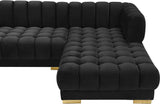 Gwen Velvet / Engineered Wood / Iron / Foam Contemporary Black Velvet 3pc. Sectional (3 Boxes) - 143" W x 70" D x 28" H