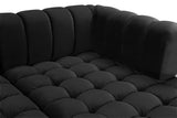 Gwen Velvet / Engineered Wood / Iron / Foam Contemporary Black Velvet 3pc. Sectional (3 Boxes) - 143" W x 70" D x 28" H