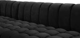 Gwen Velvet / Engineered Wood / Iron / Foam Contemporary Black Velvet 3pc. Sectional (3 Boxes) - 143" W x 70" D x 28" H