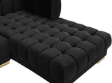 Gwen Velvet / Engineered Wood / Iron / Foam Contemporary Black Velvet 3pc. Sectional (3 Boxes) - 143" W x 70" D x 28" H