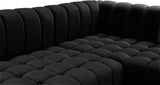 Gwen Velvet / Engineered Wood / Iron / Foam Contemporary Black Velvet 3pc. Sectional (3 Boxes) - 143" W x 70" D x 28" H