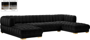 Gwen Velvet / Engineered Wood / Iron / Foam Contemporary Black Velvet 3pc. Sectional (3 Boxes) - 143" W x 70" D x 28" H