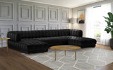 Gwen Velvet / Engineered Wood / Iron / Foam Contemporary Black Velvet 3pc. Sectional (3 Boxes) - 143" W x 70" D x 28" H