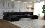 Gwen Velvet / Engineered Wood / Iron / Foam Contemporary Black Velvet 3pc. Sectional (3 Boxes) - 143" W x 70" D x 28" H