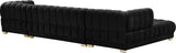 Gwen Velvet / Engineered Wood / Iron / Foam Contemporary Black Velvet 3pc. Sectional (3 Boxes) - 143" W x 70" D x 28" H