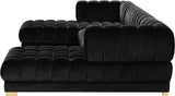 Gwen Velvet / Engineered Wood / Iron / Foam Contemporary Black Velvet 3pc. Sectional (3 Boxes) - 143" W x 70" D x 28" H