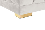 Gwen Velvet / Engineered Wood / Iron / Foam Contemporary Cream Velvet 3pc. Sectional (3 Boxes) - 143" W x 70" D x 28" H