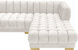 Gwen Velvet / Engineered Wood / Iron / Foam Contemporary Cream Velvet 3pc. Sectional (3 Boxes) - 143" W x 70" D x 28" H