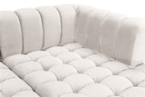 Gwen Velvet / Engineered Wood / Iron / Foam Contemporary Cream Velvet 3pc. Sectional (3 Boxes) - 143" W x 70" D x 28" H