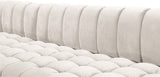 Gwen Velvet / Engineered Wood / Iron / Foam Contemporary Cream Velvet 3pc. Sectional (3 Boxes) - 143" W x 70" D x 28" H