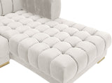 Gwen Velvet / Engineered Wood / Iron / Foam Contemporary Cream Velvet 3pc. Sectional (3 Boxes) - 143" W x 70" D x 28" H