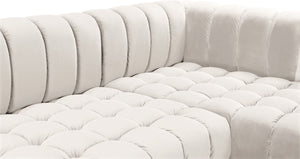 Gwen Velvet / Engineered Wood / Iron / Foam Contemporary Cream Velvet 3pc. Sectional (3 Boxes) - 143" W x 70" D x 28" H