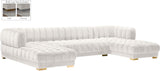 Gwen Velvet / Engineered Wood / Iron / Foam Contemporary Cream Velvet 3pc. Sectional (3 Boxes) - 143" W x 70" D x 28" H