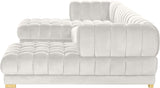 Gwen Velvet / Engineered Wood / Iron / Foam Contemporary Cream Velvet 3pc. Sectional (3 Boxes) - 143" W x 70" D x 28" H