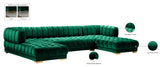 Gwen Velvet / Engineered Wood / Iron / Foam Contemporary Green Velvet 3pc. Sectional (3 Boxes) - 143" W x 70" D x 28" H