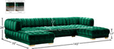 Gwen Velvet / Engineered Wood / Iron / Foam Contemporary Green Velvet 3pc. Sectional (3 Boxes) - 143" W x 70" D x 28" H