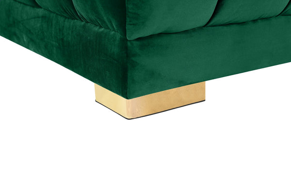 Gwen Velvet / Engineered Wood / Iron / Foam Contemporary Green Velvet 3pc. Sectional (3 Boxes) - 143" W x 70" D x 28" H