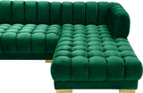 Gwen Velvet / Engineered Wood / Iron / Foam Contemporary Green Velvet 3pc. Sectional (3 Boxes) - 143" W x 70" D x 28" H