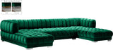 Gwen Velvet / Engineered Wood / Iron / Foam Contemporary Green Velvet 3pc. Sectional (3 Boxes) - 143" W x 70" D x 28" H