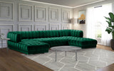 Gwen Velvet / Engineered Wood / Iron / Foam Contemporary Green Velvet 3pc. Sectional (3 Boxes) - 143" W x 70" D x 28" H