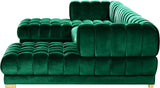 Gwen Velvet / Engineered Wood / Iron / Foam Contemporary Green Velvet 3pc. Sectional (3 Boxes) - 143" W x 70" D x 28" H