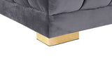 Gwen Velvet / Engineered Wood / Iron / Foam Contemporary Grey Velvet 3pc. Sectional (3 Boxes) - 143" W x 70" D x 28" H